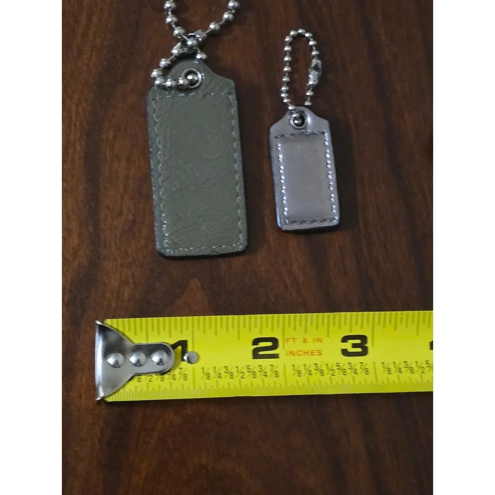 Coach Leather Hangtag lot Olive Green Patent and Metallic Silver Replacement Tag